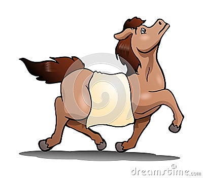 horse on isolated white background Cartoon Illustration