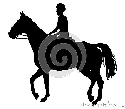 Horse and jockey vector silhouette. Stock Photo