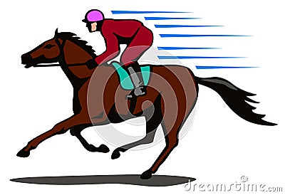 Horse and jockey on a winning Stock Photo