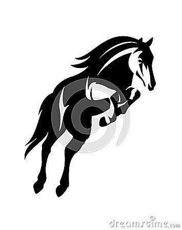 Horse jump black and white vector design Vector Illustration