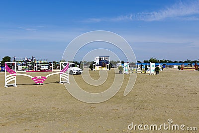 Equitation course at an equitation contest Editorial Stock Photo