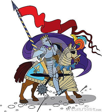 Horse knight with a spear Vector Illustration