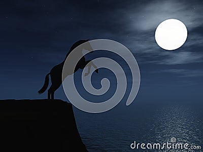 Horse in moonlight. Stock Photo