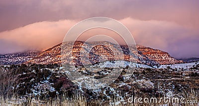 Horse Mountain at Sunset, Plateau City, Colorado Stock Photo