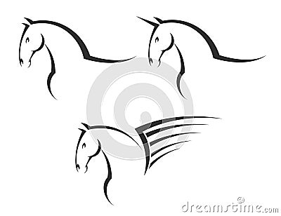 Horse, pegasus and unicorn Vector Illustration