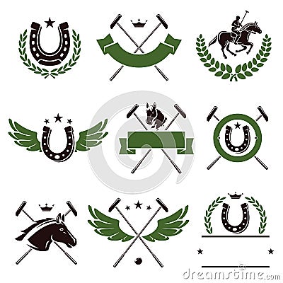 Horse and polo set. Vector Vector Illustration