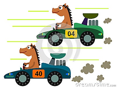 Horse on a race Cartoon Illustration