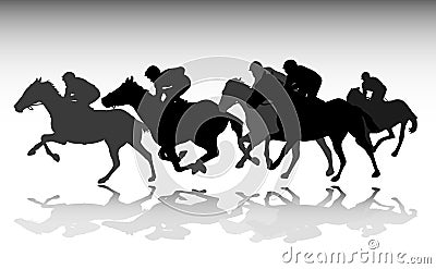 Horse race silhouettes Vector Illustration