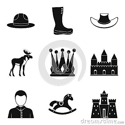 Horse racing icons set, simple style Vector Illustration