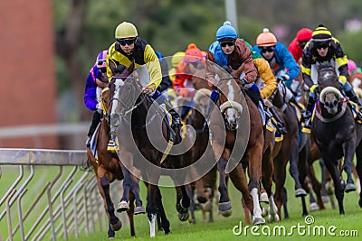 Horse Racing Jockeys Colors Editorial Stock Photo