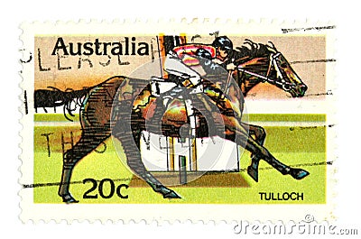 Horse racing stamp Editorial Stock Photo