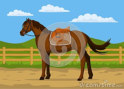 Horse ranch cartoon vector Vector Illustration