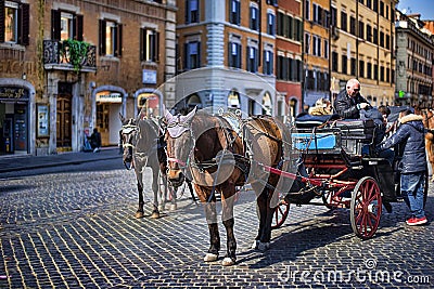 Horse ride at Spanish steps, Rome Editorial Stock Photo