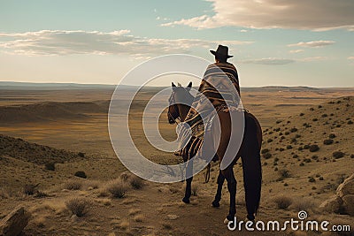 Horse rider on borderlands. Generate ai Stock Photo