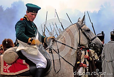 Horse rider at Borodino 2012 historical reenactment Editorial Stock Photo