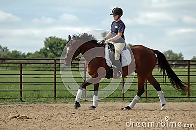 Horse riding lesson Stock Photo