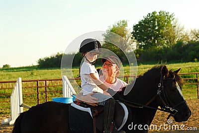 Horse riding lesson Stock Photo