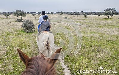 Horse riding route through Dehesa contryside Stock Photo