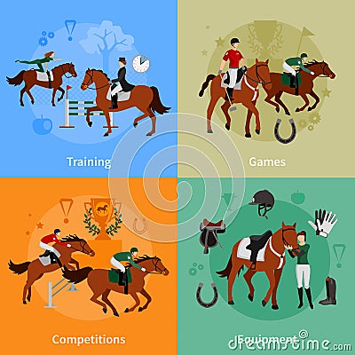 Horse Rising Sport 2x2 Design Concept Vector Illustration