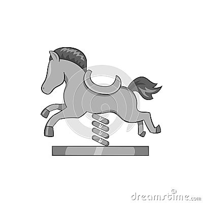 Horse rocking icon, black monochrome style Cartoon Illustration