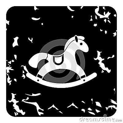 Horse rocking icon, grunge style Cartoon Illustration