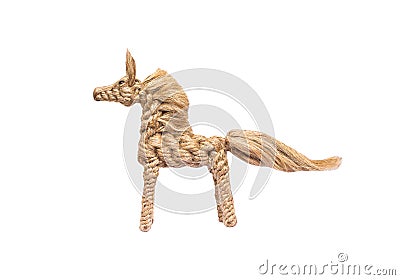 Horse rope knitting isolated on white background and clipping path , handmade local toys Stock Photo