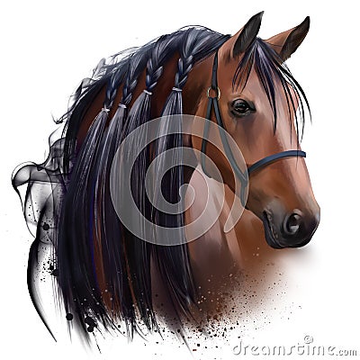 The horse`s head. Watercolor drawing Stock Photo