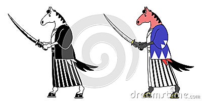 Horse samurai Vector Illustration