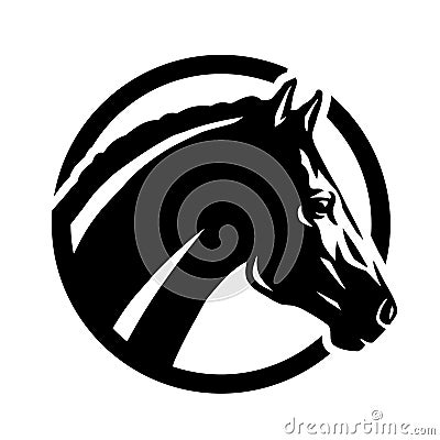 Horse silhouette, round shape logo. Vector illustration. Vector Illustration