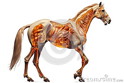 Horse skeleton with muscles illustration Cartoon Illustration