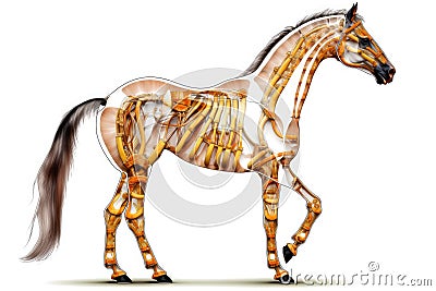 Horse skeleton with muscles illustration Cartoon Illustration