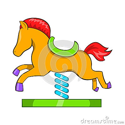 Horse spring see saw icon, cartoon style Vector Illustration