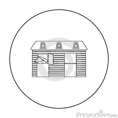Horse stable icon in outline style isolated on white background. Hippodrome and horse symbol stock vector illustration. Vector Illustration