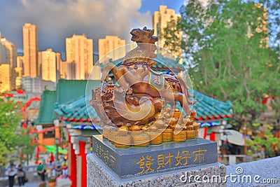 the horse statue at Caishen Palace, Wong Tai Sin Temple HK 18 Sept 2021 Editorial Stock Photo