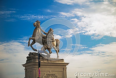 Horse statue next to Schwerin Castle, Germany Editorial Stock Photo