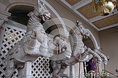 Horse statues, Taj Mahal Palace Hotel in Colaba region of Mumbai in Mumbai Editorial Stock Photo