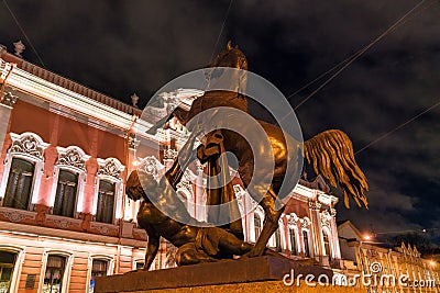 Horse tamers bronze statues of Anichkov Bridge in Saint Petersburg Stock Photo