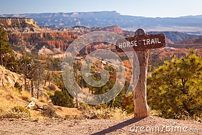 Horse Trail with frequent tourist horse rides at Sunrise Point, Bryce National Park, Utah Stock Photo