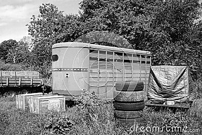 Horse trailer BW Stock Photo