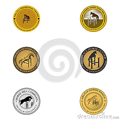 Set of horse training logo design Vector Illustration