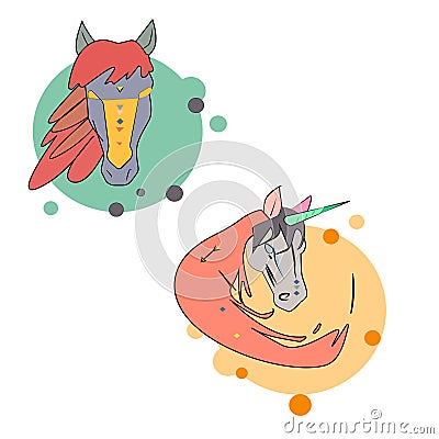 Horse and unicorn logo Vector Illustration