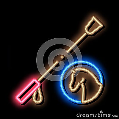 Horse Whip Tool neon glow icon illustration Vector Illustration