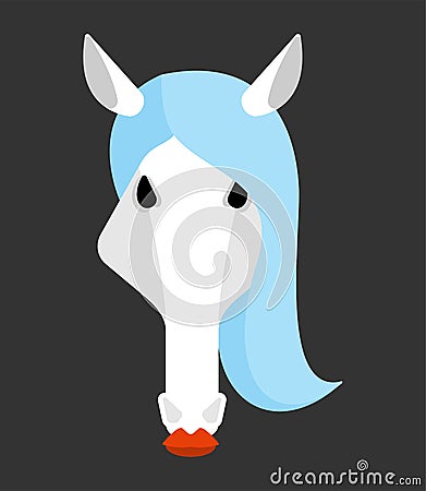 Horse white head isolated. Equine face Vector illustration Vector Illustration