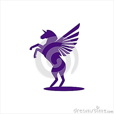 Horse with wings Powerfull pegasus unicorn flying vector logo vector graphic concept Vector Illustration