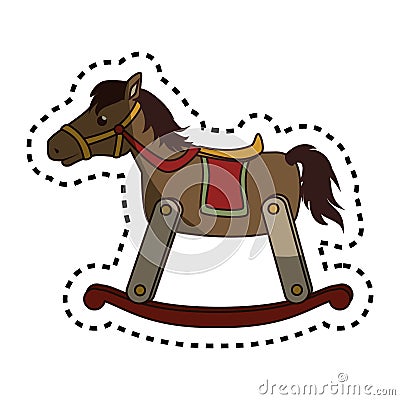 Horse wooden baby toy icon Vector Illustration