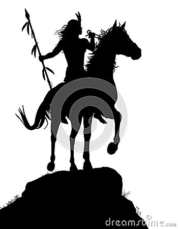 Horseback Indian Vector Illustration