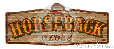Horseback Rides Old West Sign Stock Photo