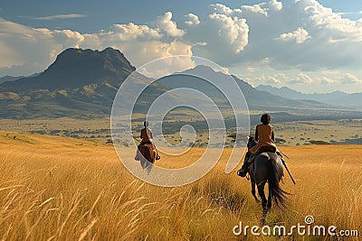 Horseback riding in Andes mountain Stock Photo