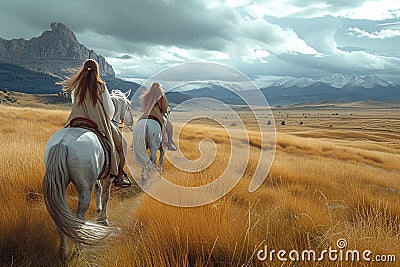 Horseback riding in Andes mountain Stock Photo