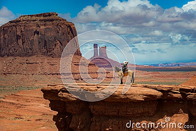 Horseback Riding John Ford's Point - Monument Valley Stock Photo